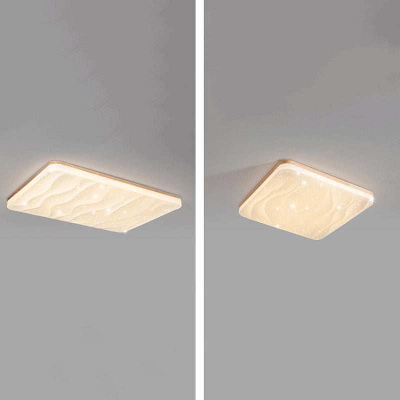 LED Modern Wood Flush Mount Geometric Shape Ceiling Light with Acrylic Shade for Bedroom