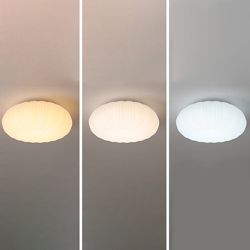 LED Modern Metal Flush Mount Circular Shape Ceiling Light with Acrylic Shade in White