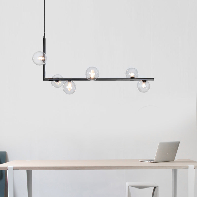 Modernism Globe Shaded Ceiling Light Black Kitchen Island Lighting for Room