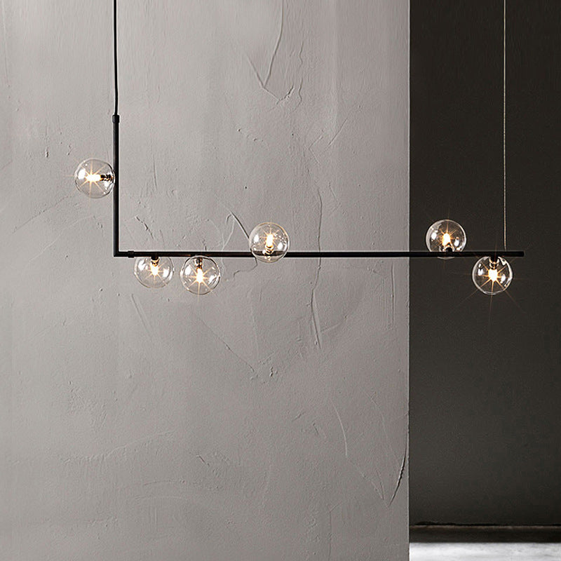 Modernism Globe Shaded Ceiling Light Black Kitchen Island Lighting for Room