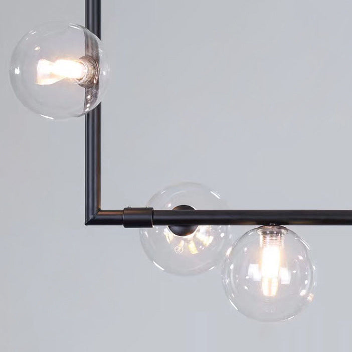 Modernism Globe Shaded Ceiling Light Black Kitchen Island Lighting for Room