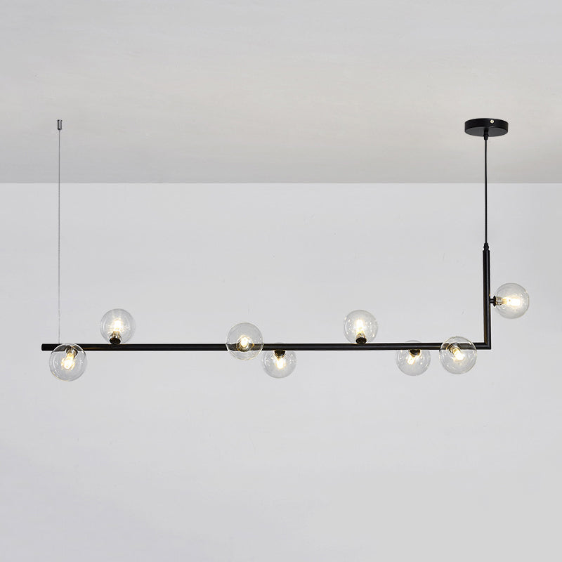 Modernism Globe Shaded Ceiling Light Black Kitchen Island Lighting for Room