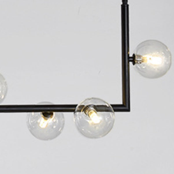 Modernism Globe Shaded Ceiling Light Black Kitchen Island Lighting for Room
