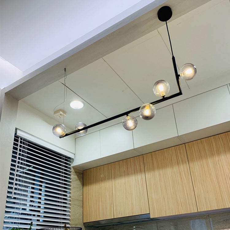 Modernism Globe Shaded Ceiling Light Black Kitchen Island Lighting for Room