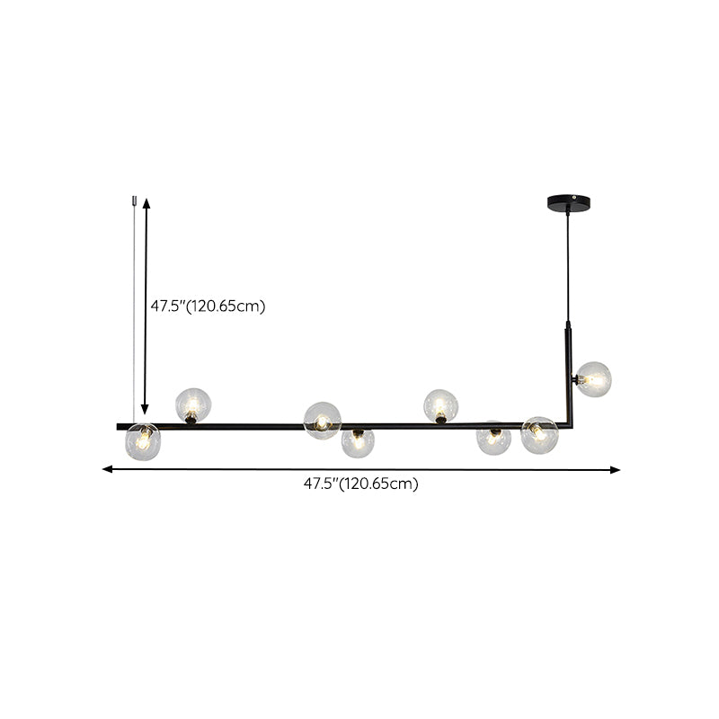 Modernism Globe Shaded Ceiling Light Black Kitchen Island Lighting for Room