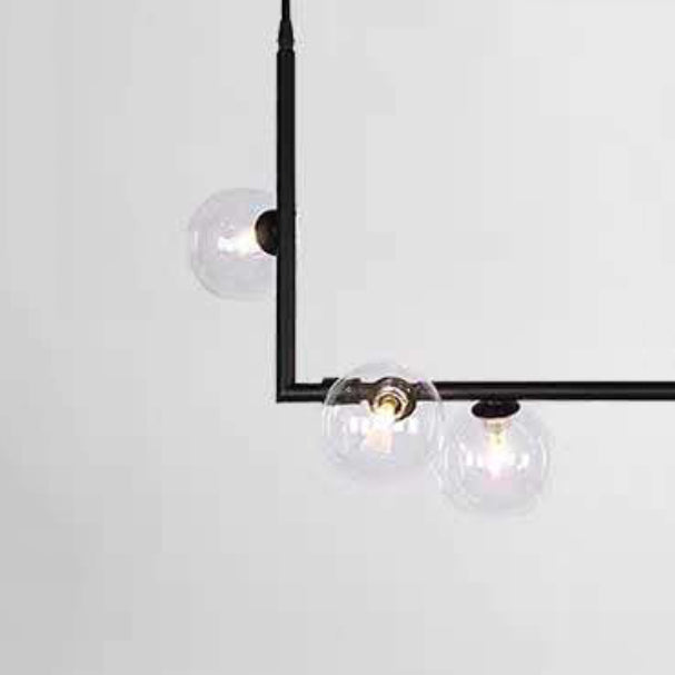 Modernism Glass Shaded Ceiling Light Black/Golden Kitchen Island Lighting for Home