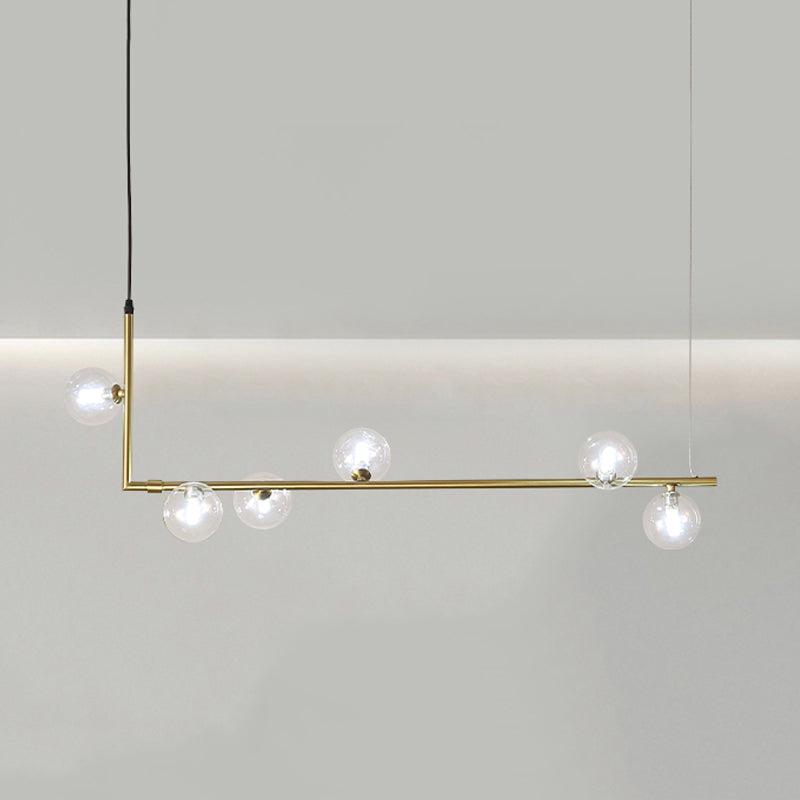 Modernism Glass Shaded Ceiling Light Black/Golden Kitchen Island Lighting for Home