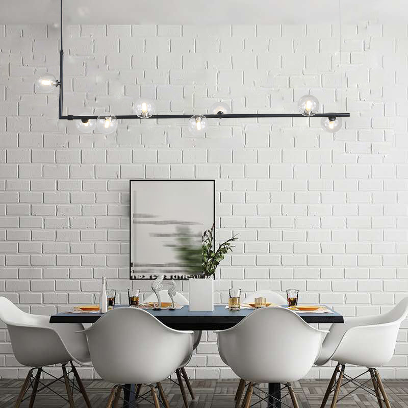 Modernism Glass Shaded Ceiling Light Black/Golden Kitchen Island Lighting for Home