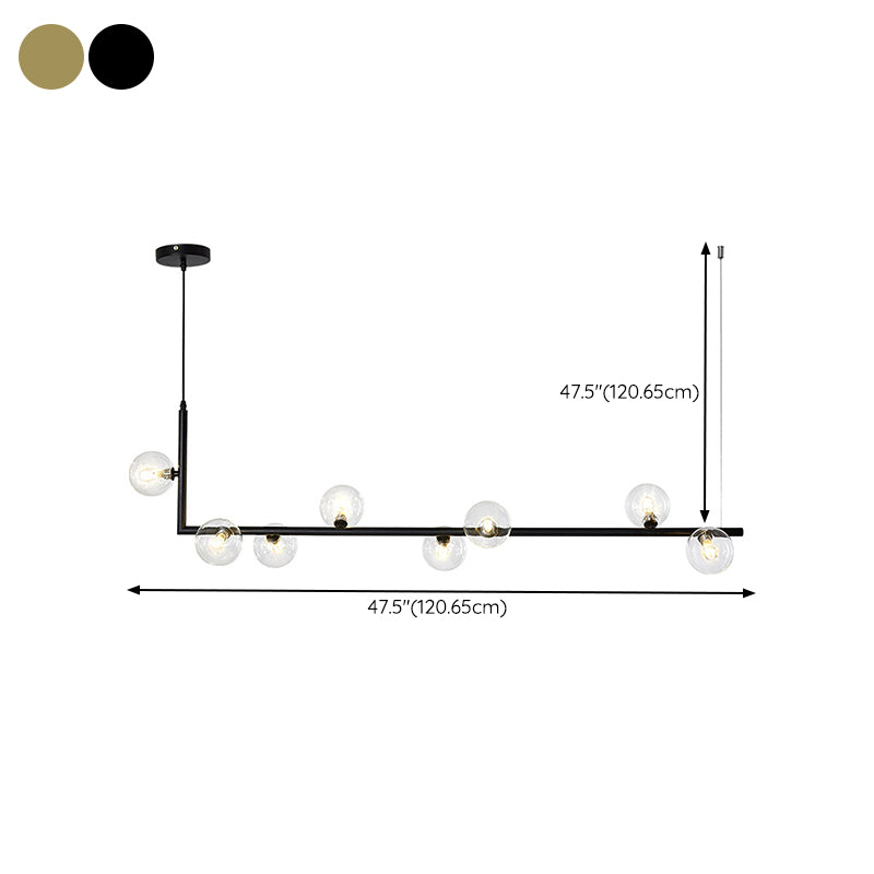 Modernism Glass Shaded Ceiling Light Black/Golden Kitchen Island Lighting for Home