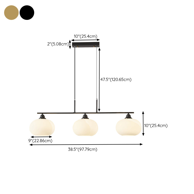 Metal/Glass Kitchen Island Lighting Modern Golden/Black Ceiling Light for Home