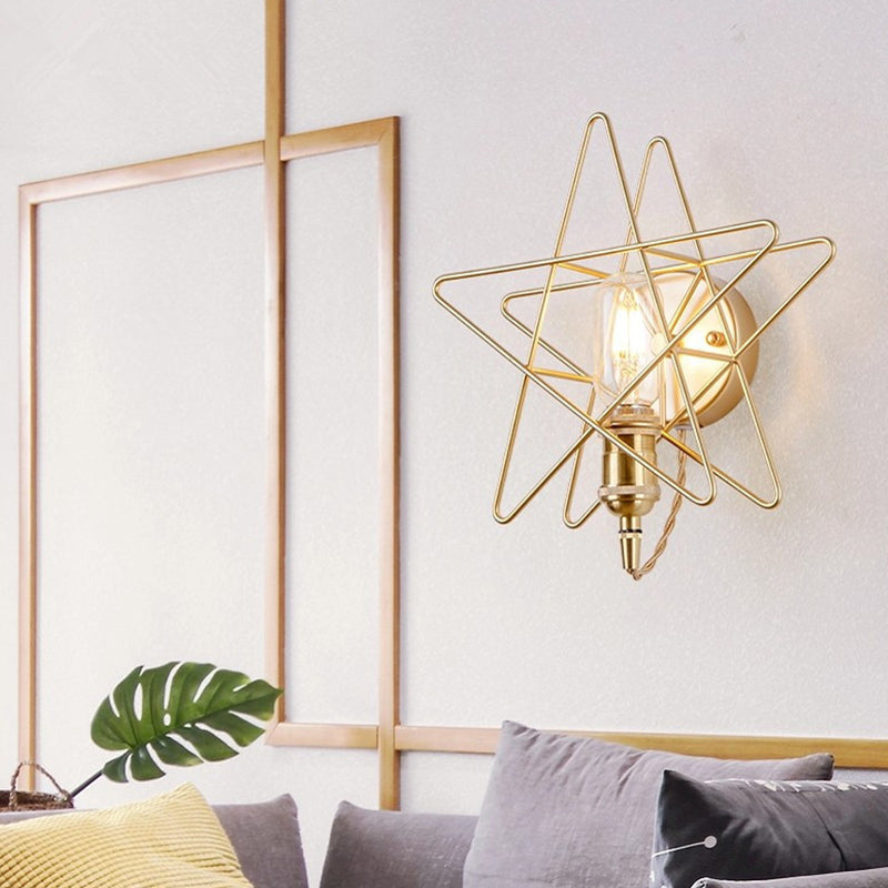Modernist Wall Sconce Star-Shade Sconce Light with Metal for Bedroom
