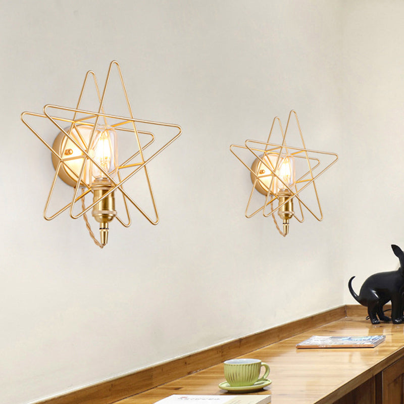 Modernist Wall Sconce Star-Shade Sconce Light with Metal for Bedroom