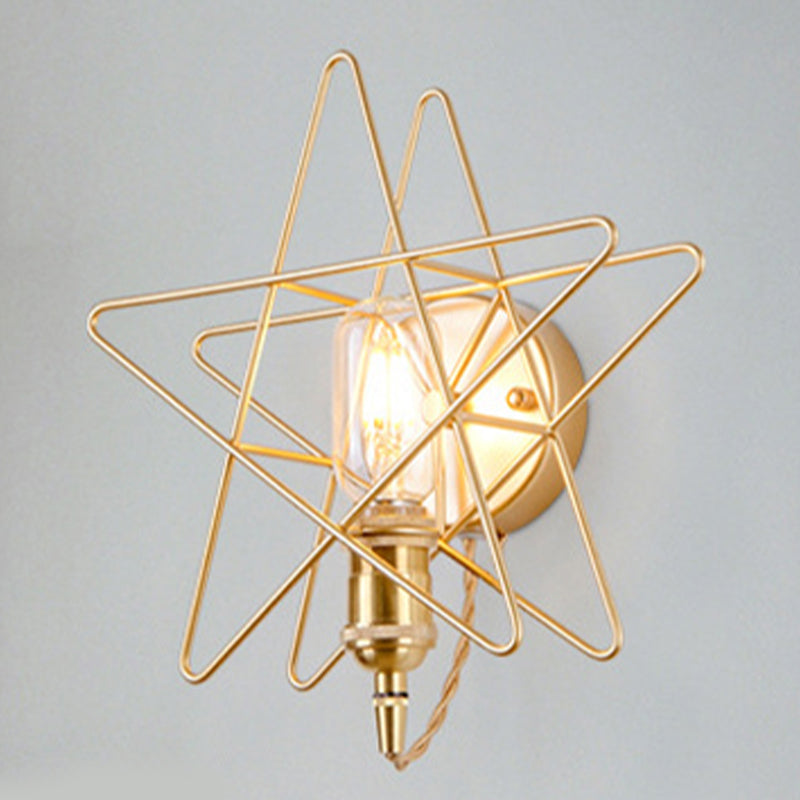 Modernist Wall Sconce Star-Shade Sconce Light with Metal for Bedroom