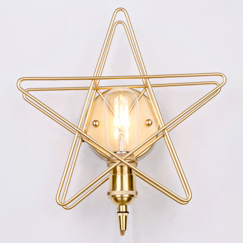 Modernist Wall Sconce Star-Shade Sconce Light with Metal for Bedroom
