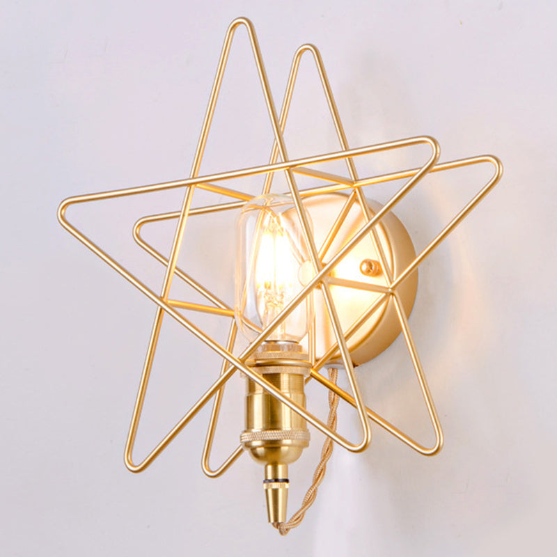 Modernist Wall Sconce Star-Shade Sconce Light with Metal for Bedroom