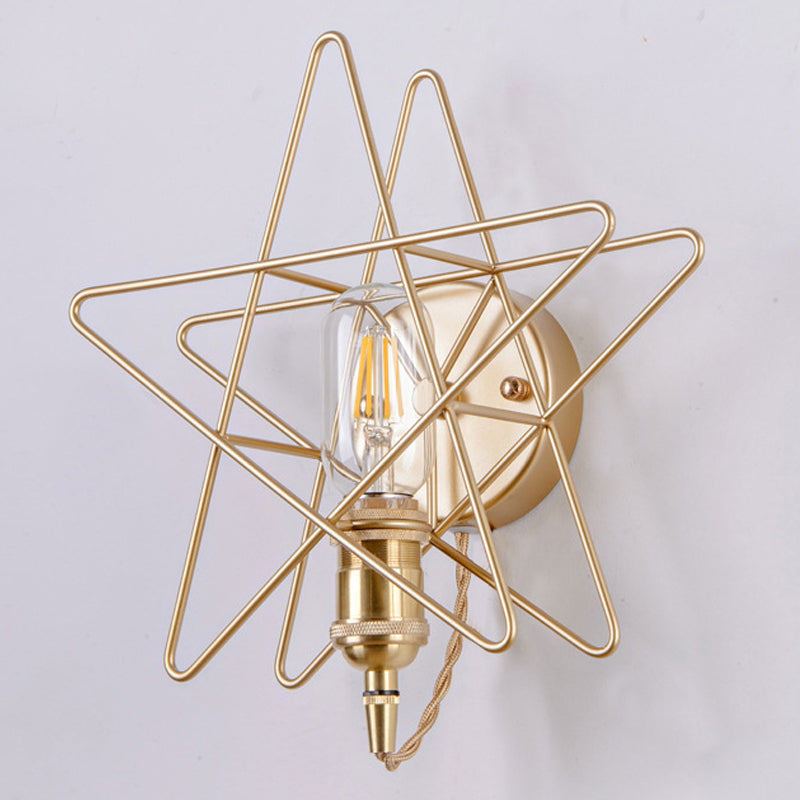 Modernist Wall Sconce Star-Shade Sconce Light with Metal for Bedroom