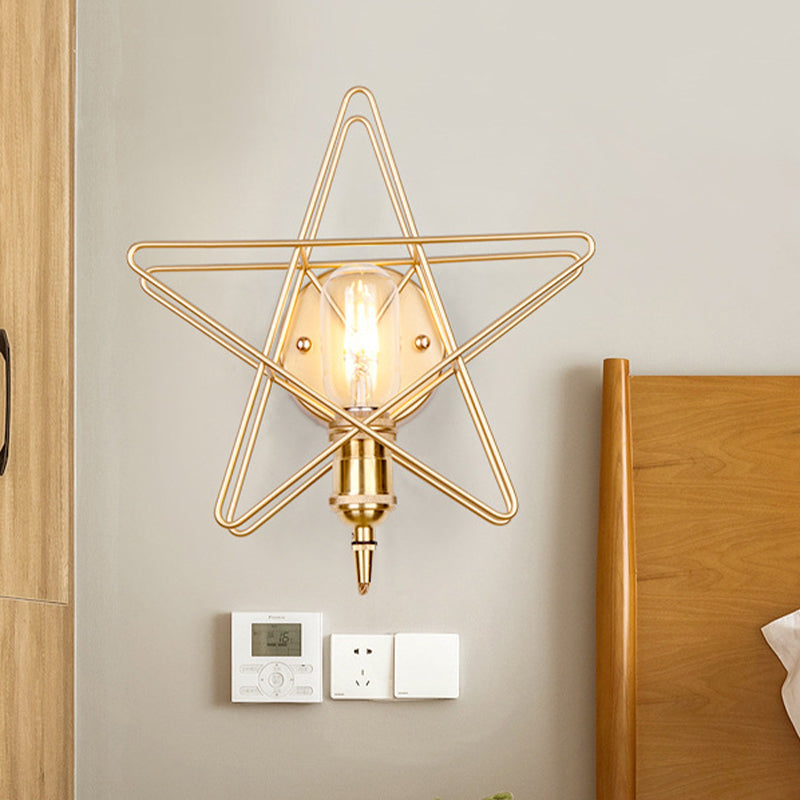 Modernist Wall Sconce Star-Shade Sconce Light with Metal for Bedroom