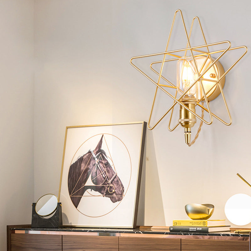 Modernist Wall Sconce Star-Shade Sconce Light with Metal for Bedroom