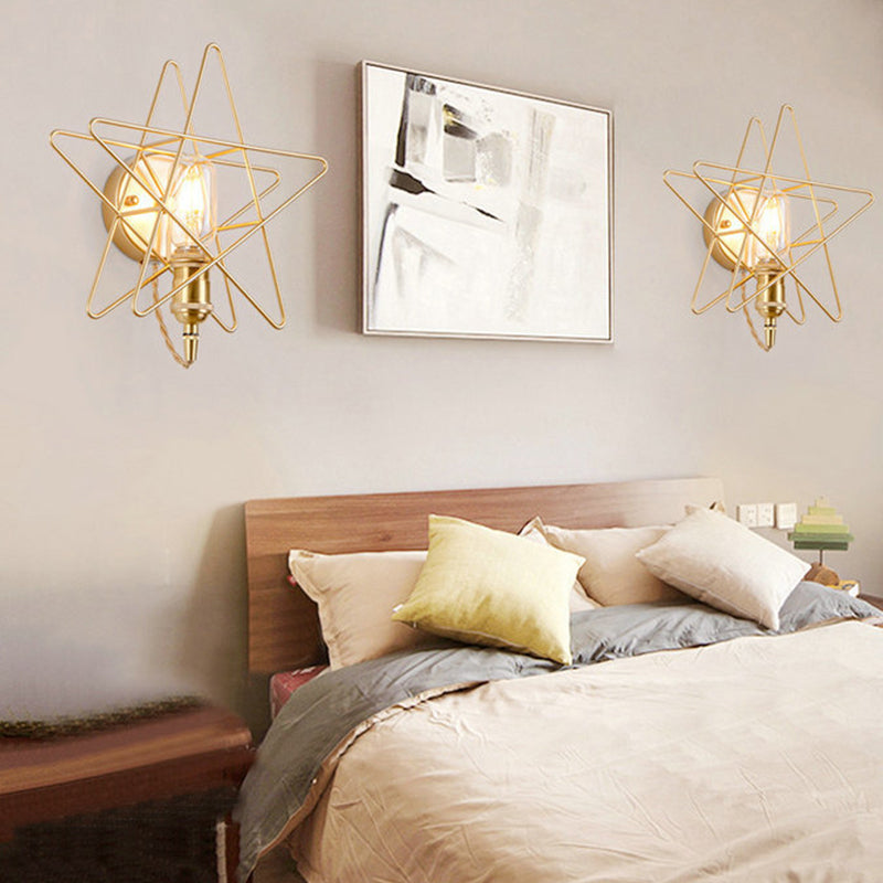Modernist Wall Sconce Star-Shade Sconce Light with Metal for Bedroom