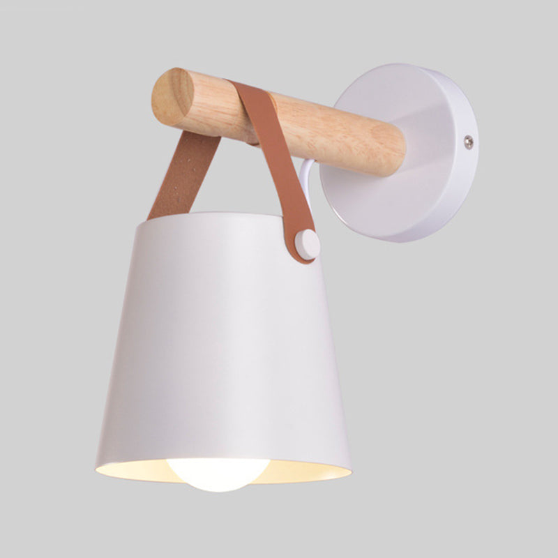 Modernist Wall Sconce Tapered Sconce Light with Metal and Wood for Bedroom