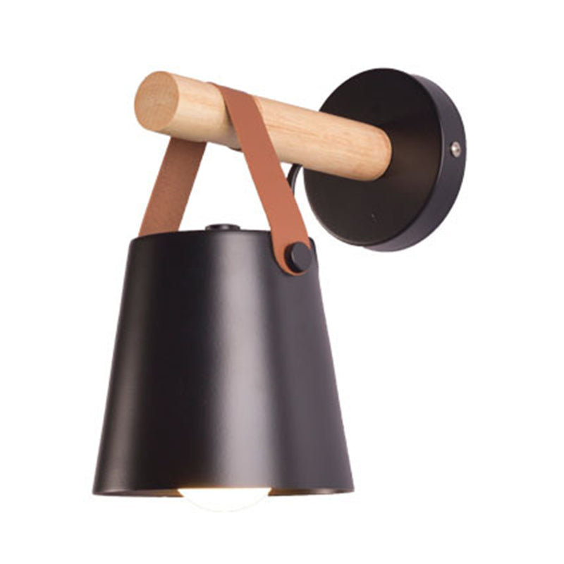Modernist Wall Sconce Tapered Sconce Light with Metal and Wood for Bedroom