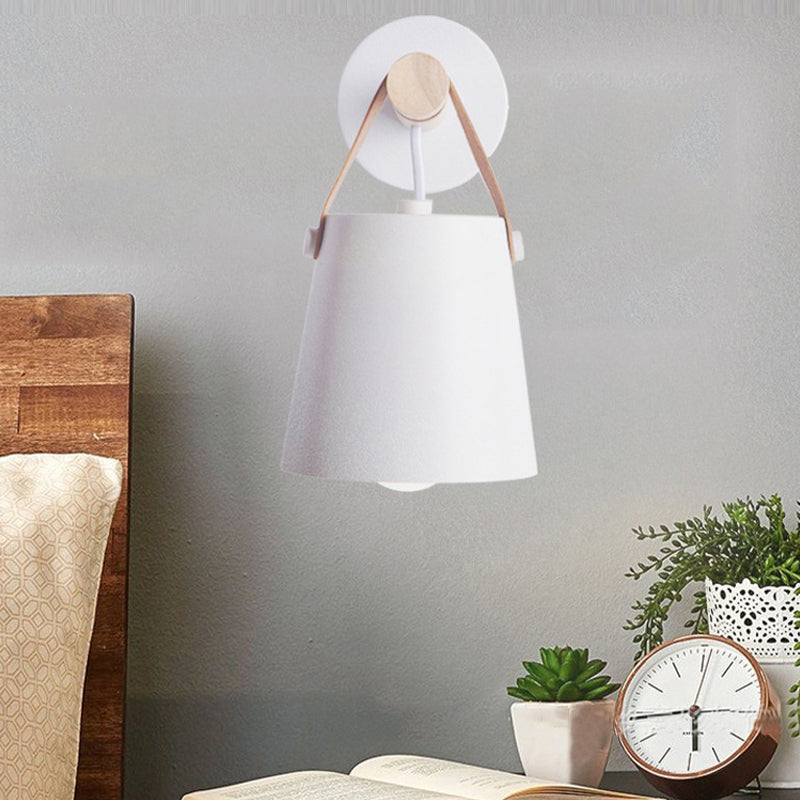 Modernist Wall Sconce Tapered Sconce Light with Metal and Wood for Bedroom
