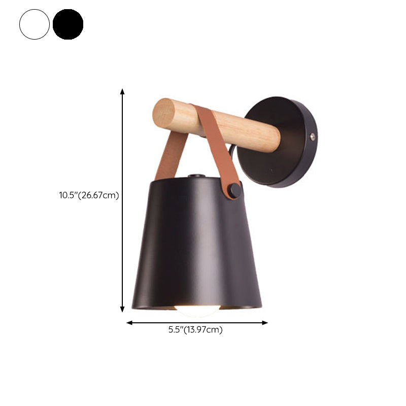 Modernist Wall Sconce Tapered Sconce Light with Metal and Wood for Bedroom