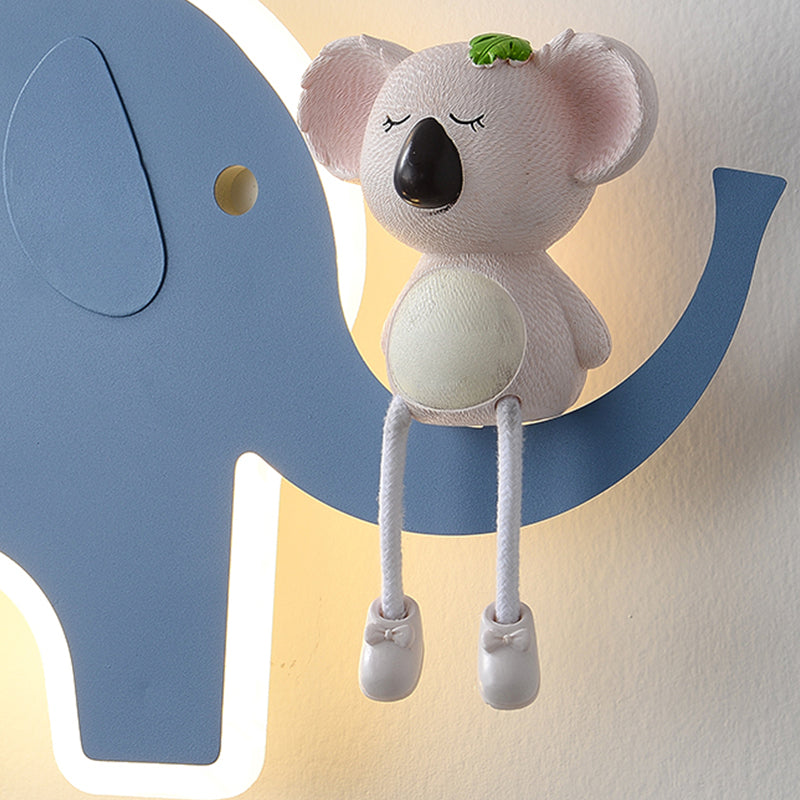 Cartoon Style Wall Light Colorful Metal Wall Lamp for Children's Room (Included Doll)