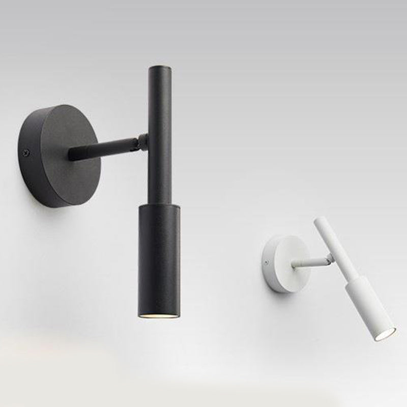 Single Modernism White/Black Wall Mounted Sconce Metallic Wall Light for Bedroom