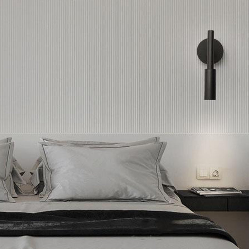 Single Modernism White/Black Wall Mounted Sconce Metallic Wall Light for Bedroom