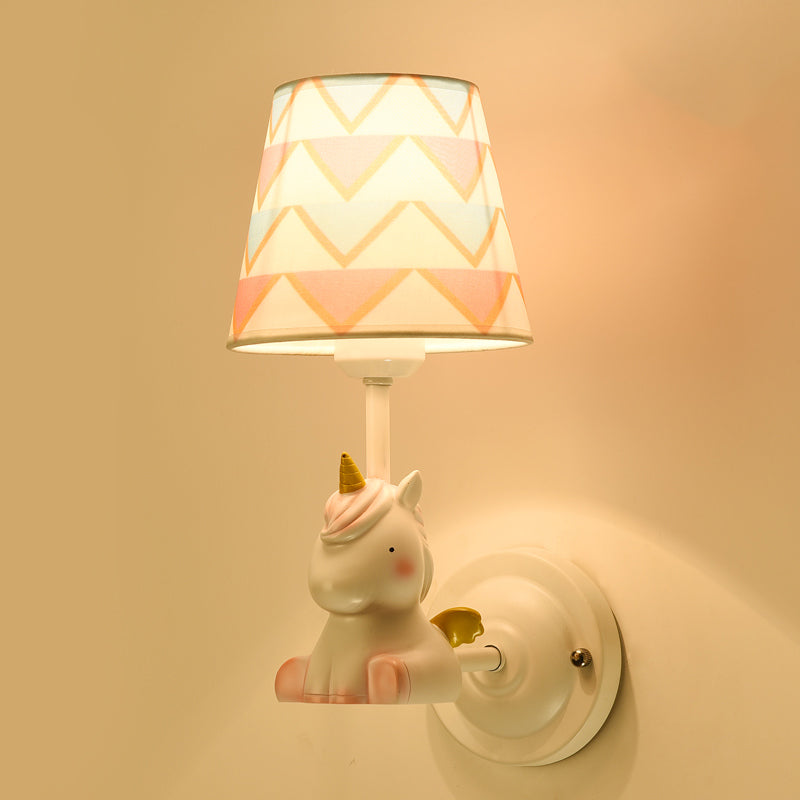 Cartoon Style Wall Light Fabric Shade Wall Lamp for Children's Room (Included Doll)