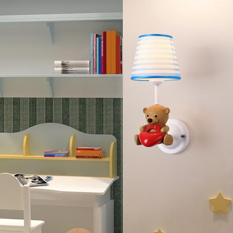 Cartoon Style Wall Light Fabric Shade Wall Lamp for Children's Room (Included Doll)