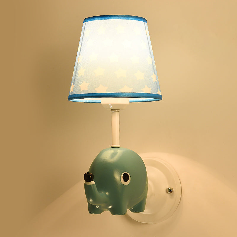 Cartoon Style Wall Light Fabric Shade Wall Lamp for Children's Room (Included Doll)