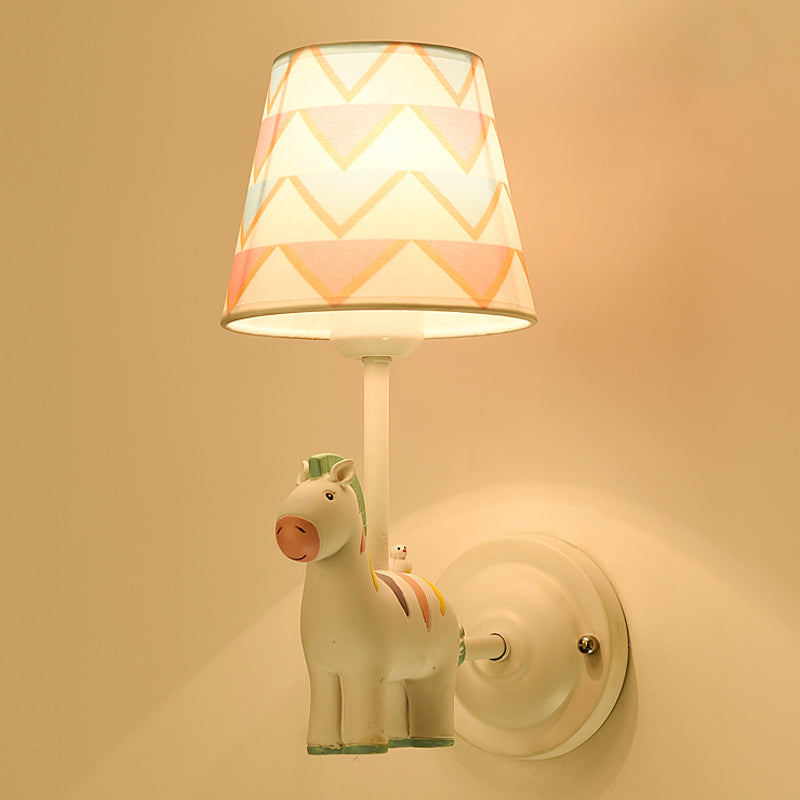 Cartoon Style Wall Light Fabric Shade Wall Lamp for Children's Room (Included Doll)