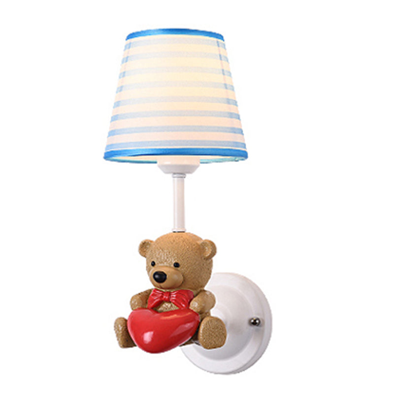 Cartoon Style Wall Light Fabric Shade Wall Lamp for Children's Room (Included Doll)