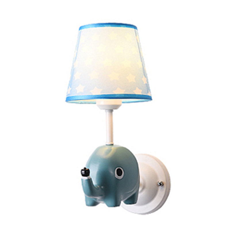Cartoon Style Wall Light Fabric Shade Wall Lamp for Children's Room (Included Doll)
