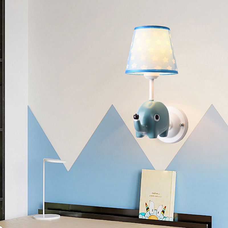 Cartoon Style Wall Light Fabric Shade Wall Lamp for Children's Room (Included Doll)