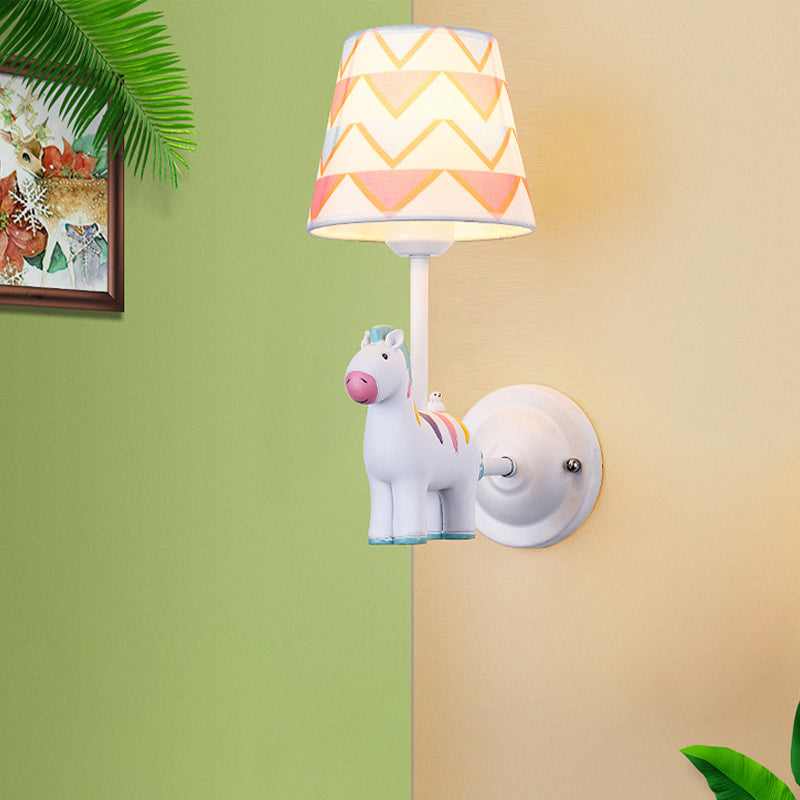Cartoon Style Wall Light Fabric Shade Wall Lamp for Children's Room (Included Doll)