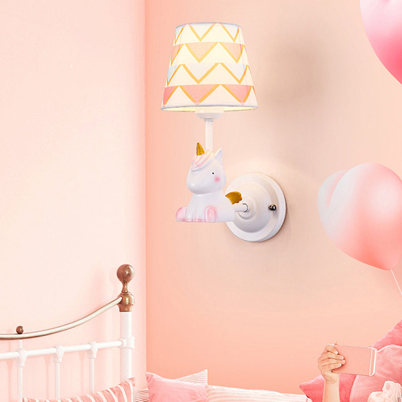 Cartoon Style Wall Light Fabric Shade Wall Lamp for Children's Room (Included Doll)