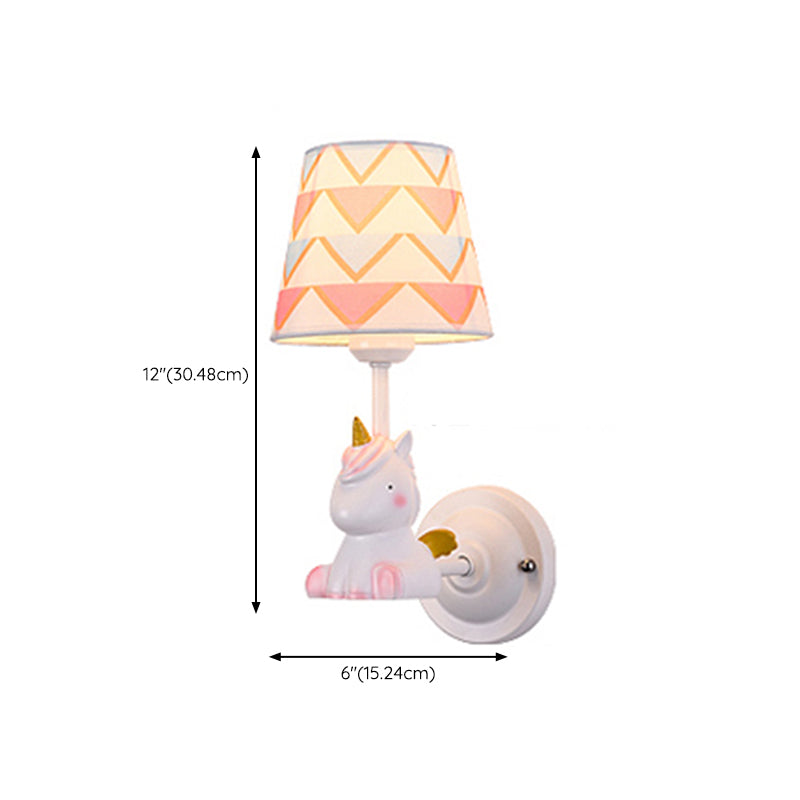 Cartoon Style Wall Light Fabric Shade Wall Lamp for Children's Room (Included Doll)
