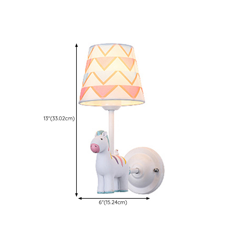 Cartoon Style Wall Light Fabric Shade Wall Lamp for Children's Room (Included Doll)
