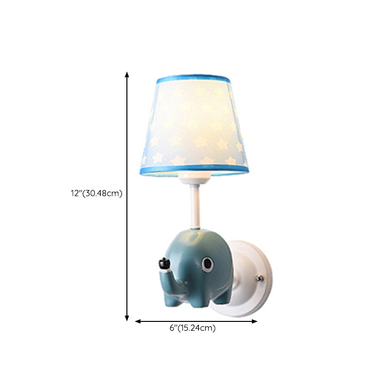 Cartoon Style Wall Light Fabric Shade Wall Lamp for Children's Room (Included Doll)