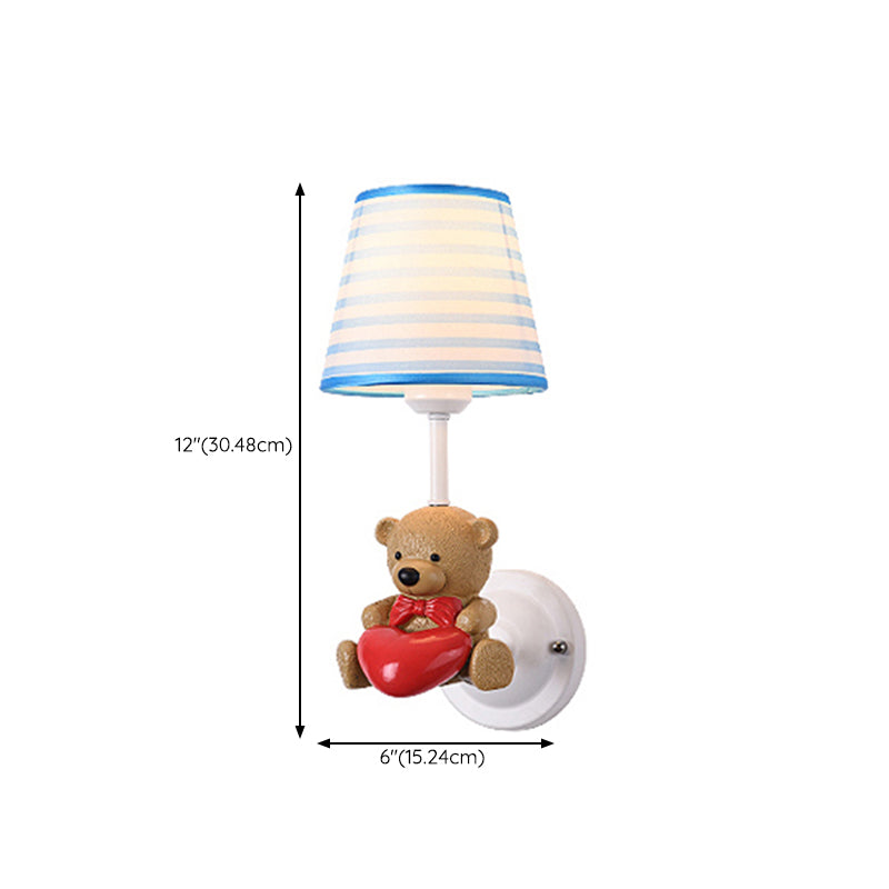 Cartoon Style Wall Light Fabric Shade Wall Lamp for Children's Room (Included Doll)