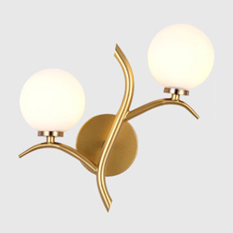 Modern Style Globe Wall Light Glass 2 Light Sconces for Bedroom
