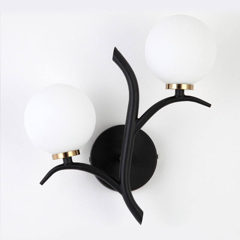 Modern Style Globe Wall Light Glass 2 Light Sconces for Bedroom