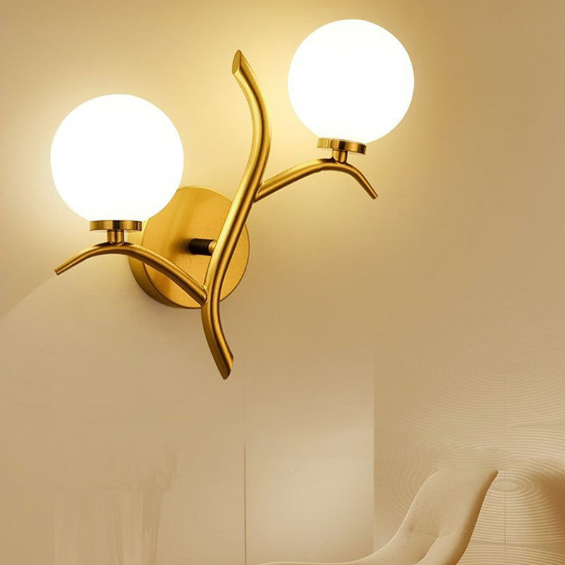 Modern Style Globe Wall Light Glass 2 Light Sconces for Bedroom