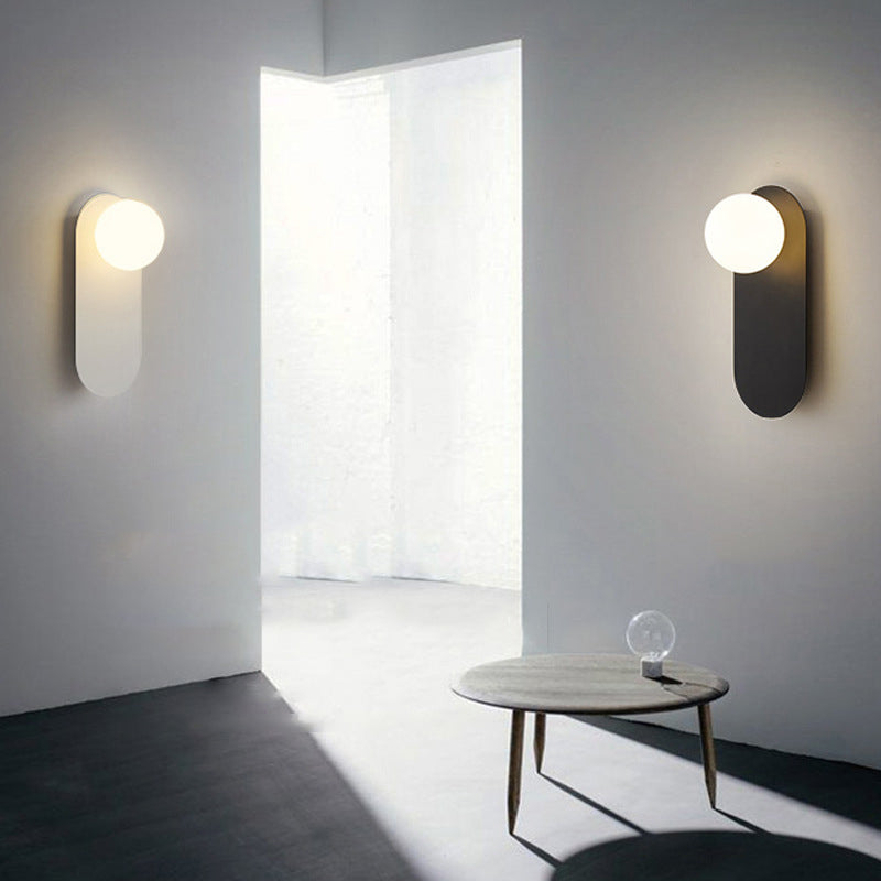 Single Modernism White/Black Wall Mounted Sconce Glass Shaded Wall Light