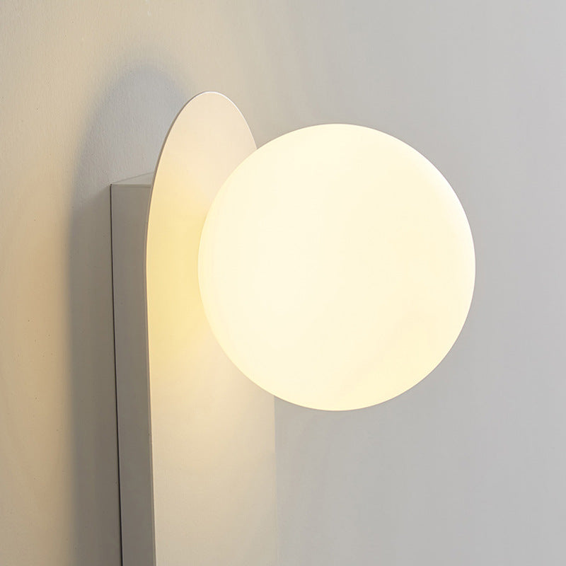 Single Modernism White/Black Wall Mounted Sconce Glass Shaded Wall Light