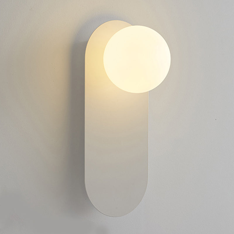 Single Modernism White/Black Wall Mounted Sconce Glass Shaded Wall Light