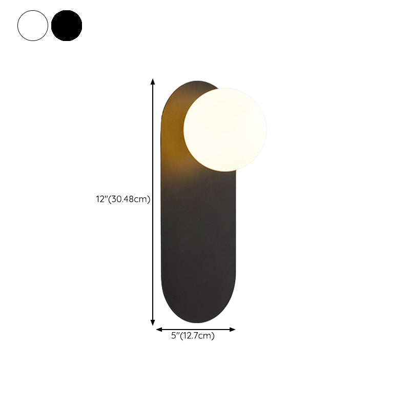 Single Modernism White/Black Wall Mounted Sconce Glass Shaded Wall Light